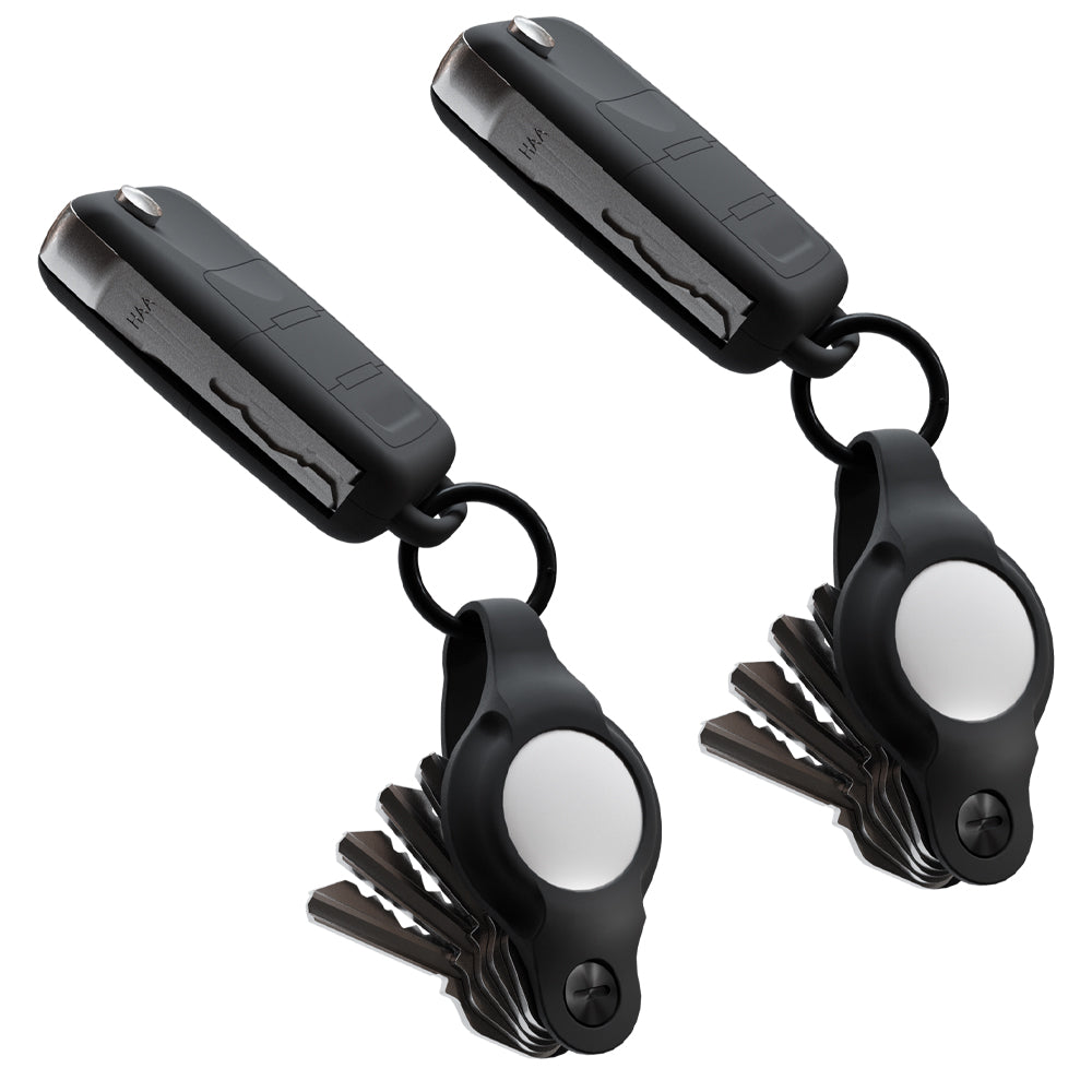 KeySmart Air Flex - Compact Key Holder for Apple AirTag, Slim and Pocket Friendly (Up to 5 Keys) - Black - 2 Pack