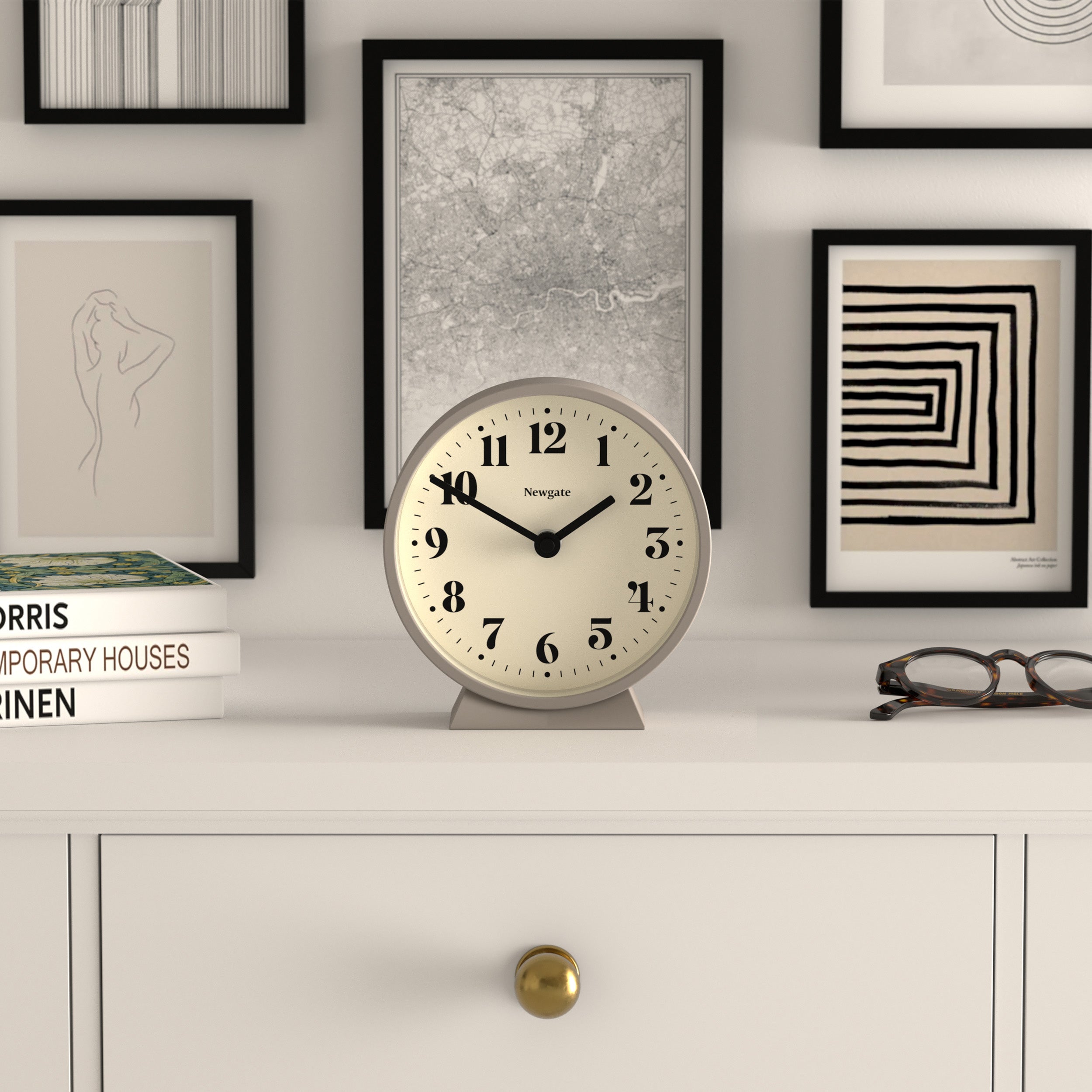 Silent Sweep Mantel Clock, Minimalist Design - Newgate