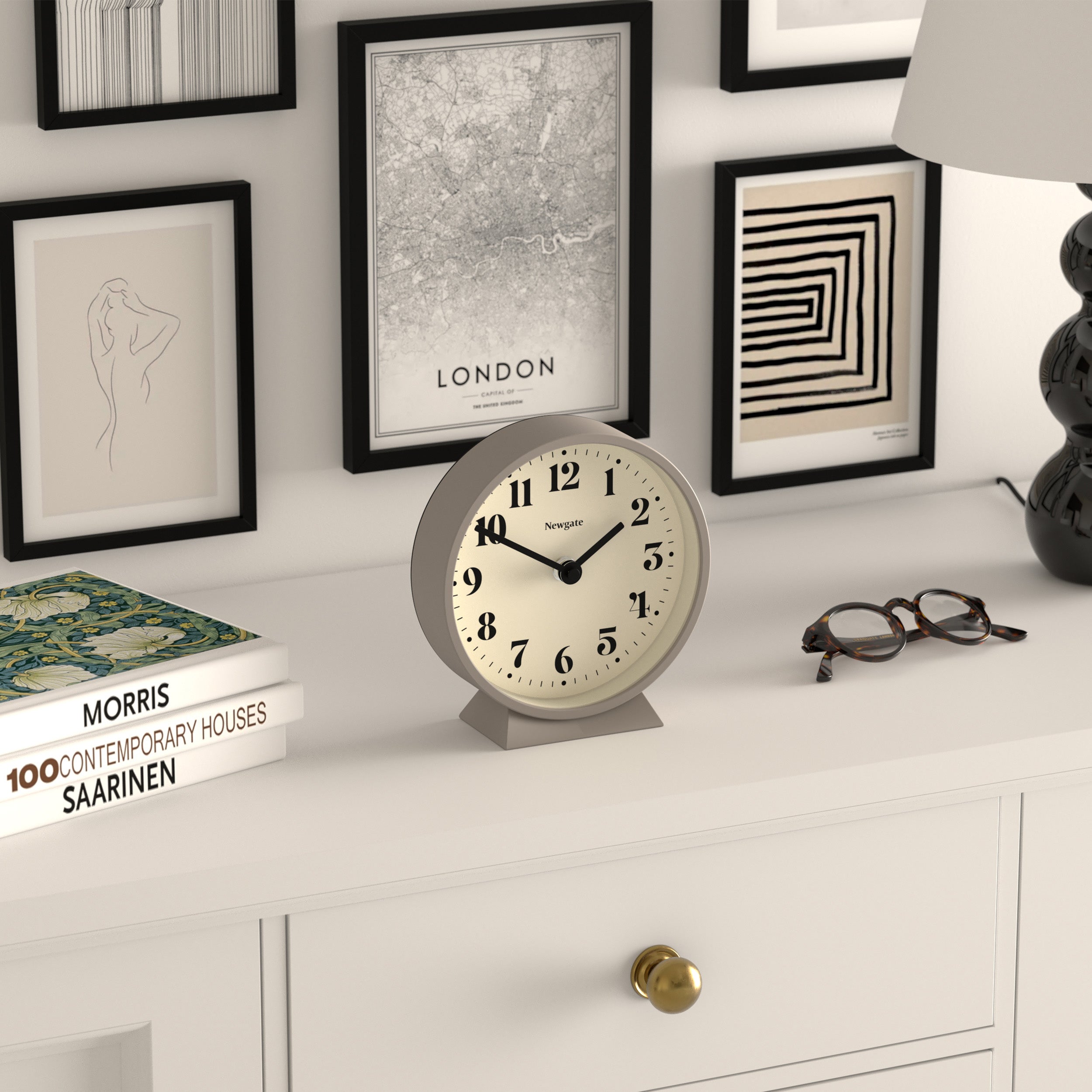 Silent Sweep Mantel Clock, Minimalist Design - Newgate