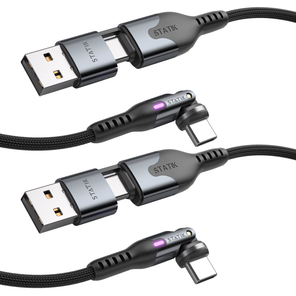 3m 100W USB-C to USB-C Cable 2-Pack with LED, Braided, KeySmart