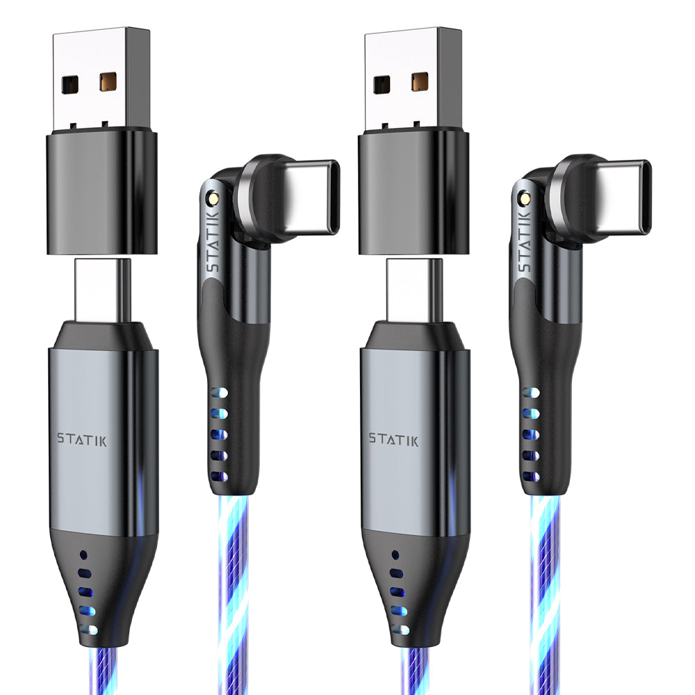 Glowing LED USB-C to USB-C 1m Cable 2-Pack Rapid Charge