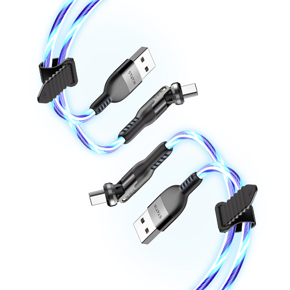 Glowing LED USB-C to USB-C 1m Cable 2-Pack Rapid Charge