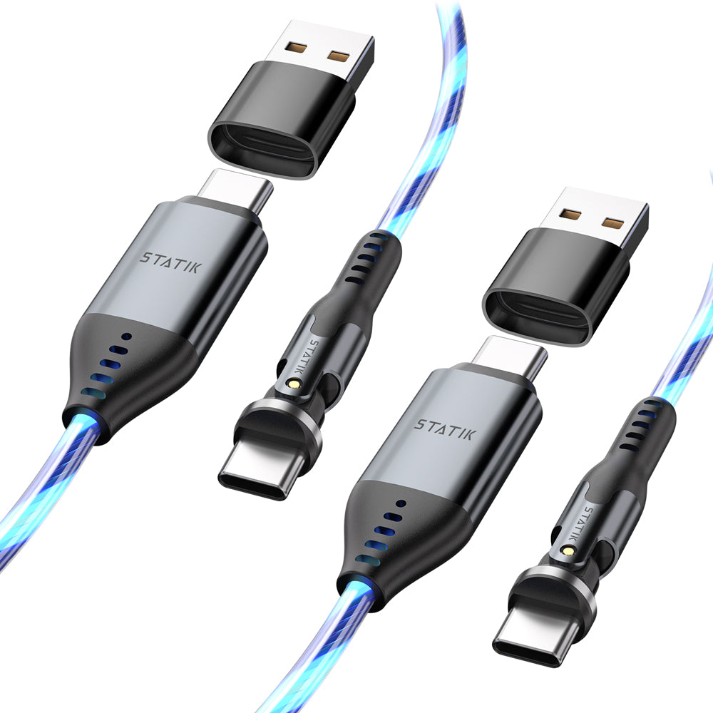 Glowing LED USB-C to USB-C 1m Cable 2-Pack Rapid Charge