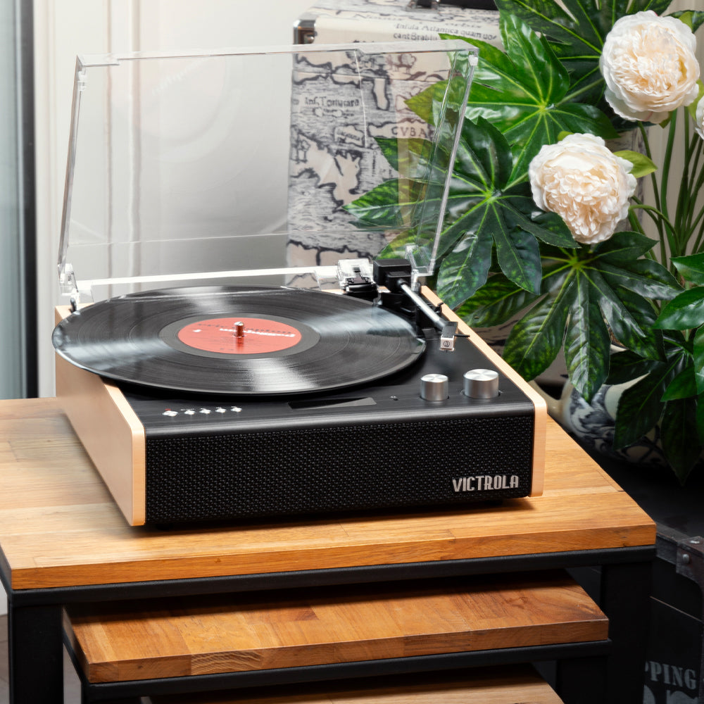 Dual Bluetooth Turntable & Vinyl Storage Stand - Victrola