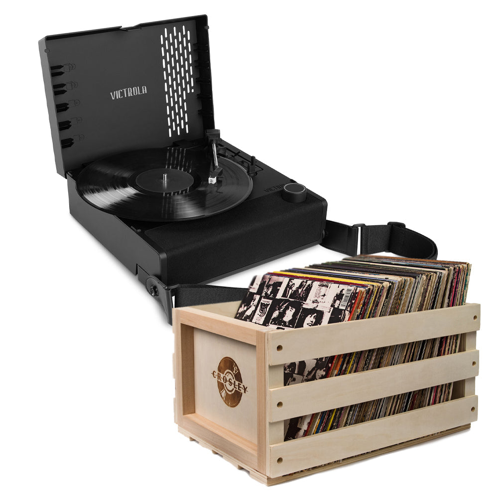 Portable 3-Speed Bluetooth Turntable Set + Crate - Victrola