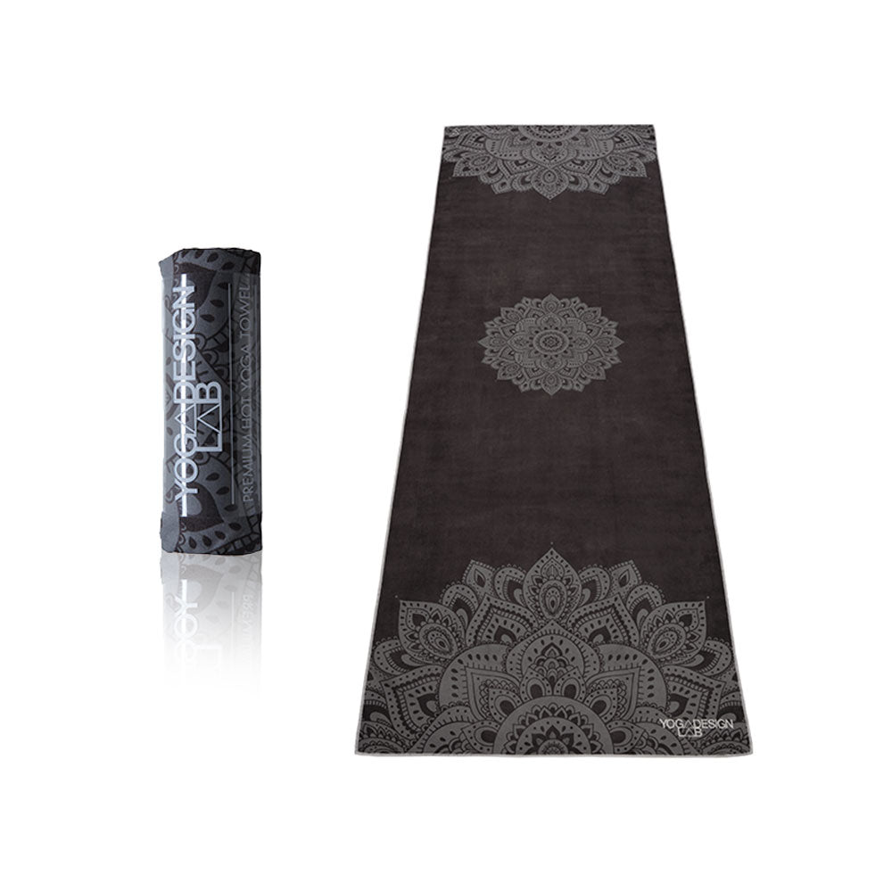 Ultra-Absorbent Non-Slip Yoga Mat Towel, Mandala Black, YDL