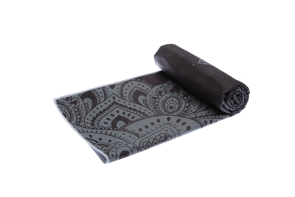 Ultra-Absorbent Non-Slip Yoga Mat Towel, Mandala Black, YDL