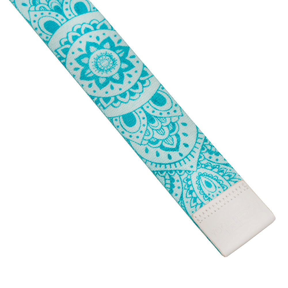 Extra-Long Eco-Friendly Yoga Strap, 8FT Mandala Turquoise Yoga Design Lab