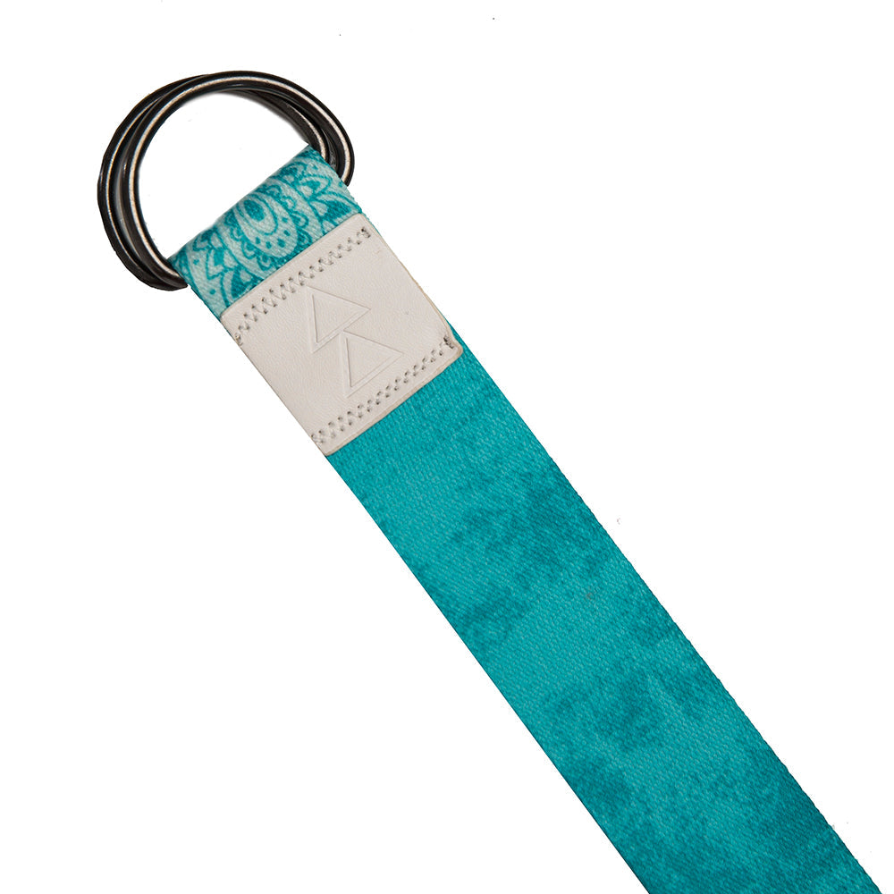 Extra-Long Eco-Friendly Yoga Strap, 8FT Mandala Turquoise Yoga Design Lab