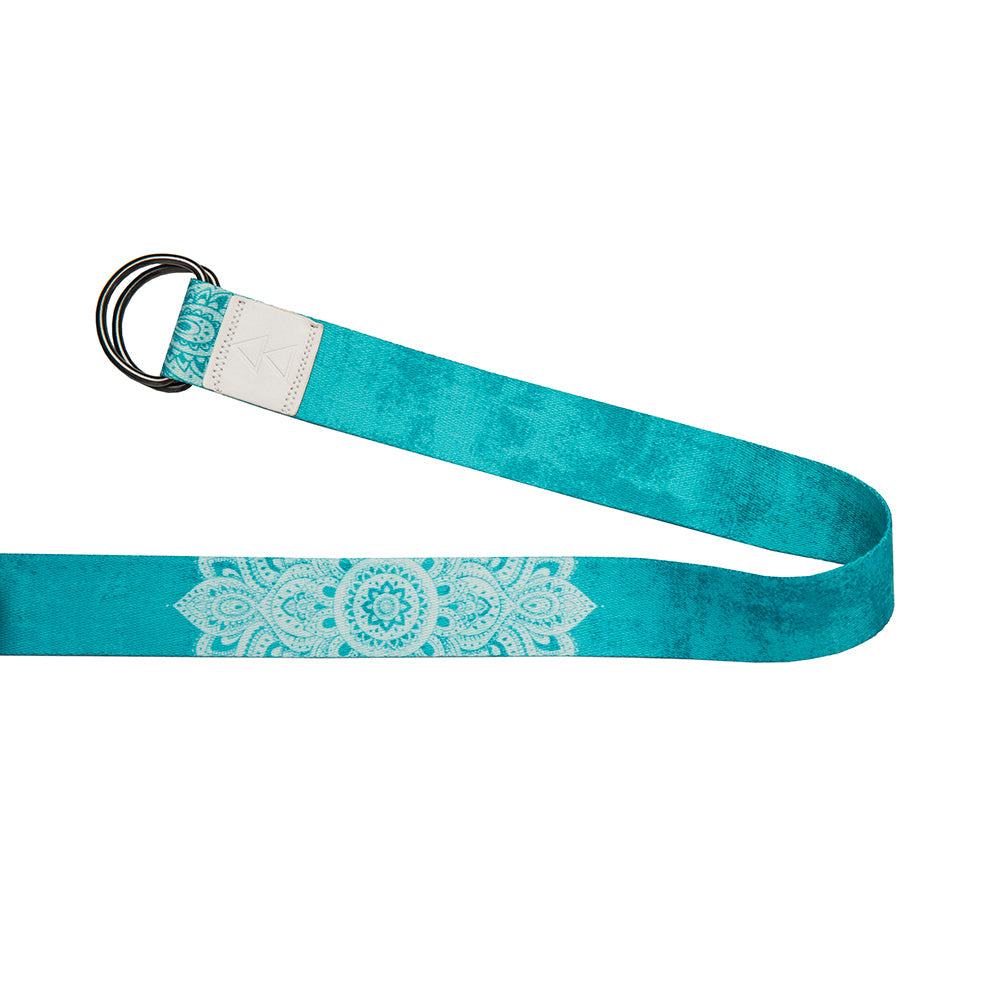 Extra-Long Eco-Friendly Yoga Strap, 8FT Mandala Turquoise Yoga Design Lab