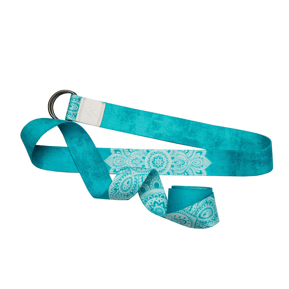 Extra-Long Eco-Friendly Yoga Strap, 8FT Mandala Turquoise Yoga Design Lab