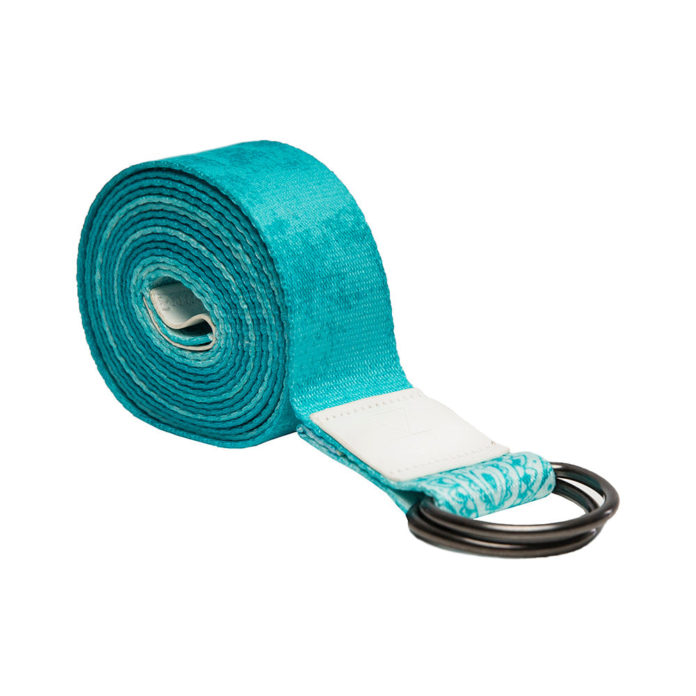 Extra-Long Eco-Friendly Yoga Strap, 8FT Mandala Turquoise Yoga Design Lab