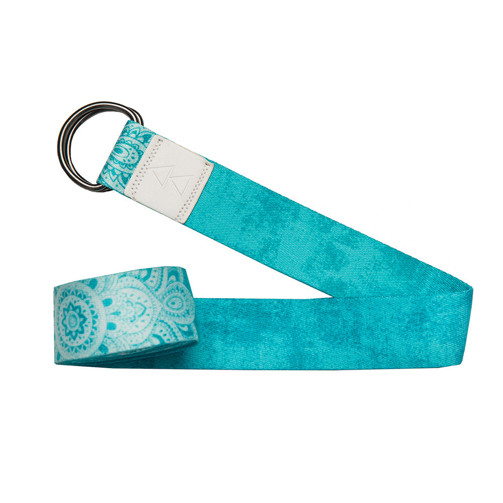 Extra-Long Eco-Friendly Yoga Strap, 8FT Mandala Turquoise Yoga Design Lab