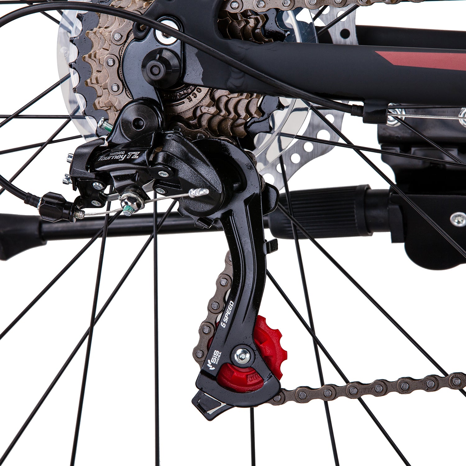 Trinx MTB Mens Mountain Bike 26 inch Shimano Gear 21-Speed Colour: Matt Black White/Red Size Of Frame: 17 inches