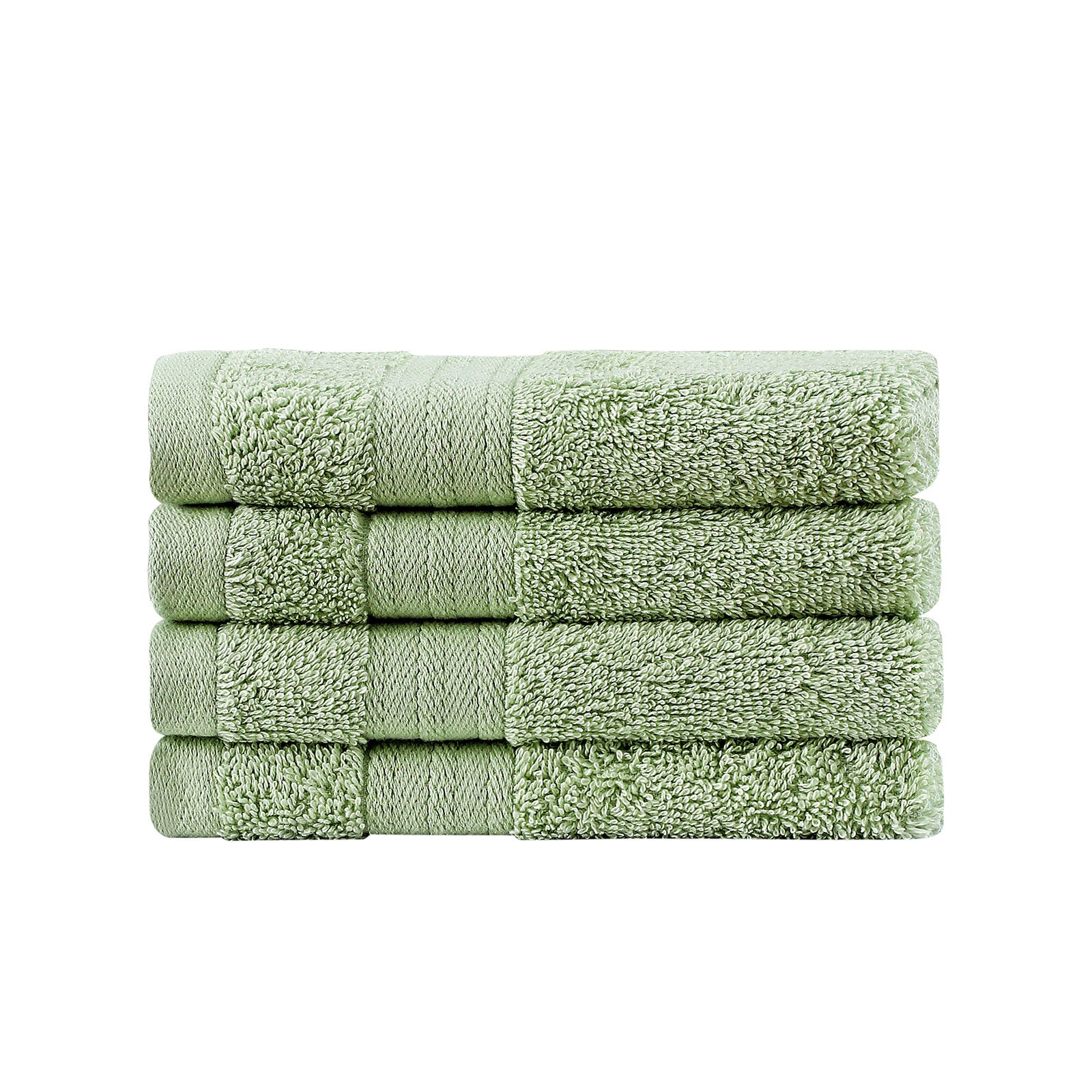 Sage Green 4-Piece Bath Towel Set, Highly Absorbent, Cotton