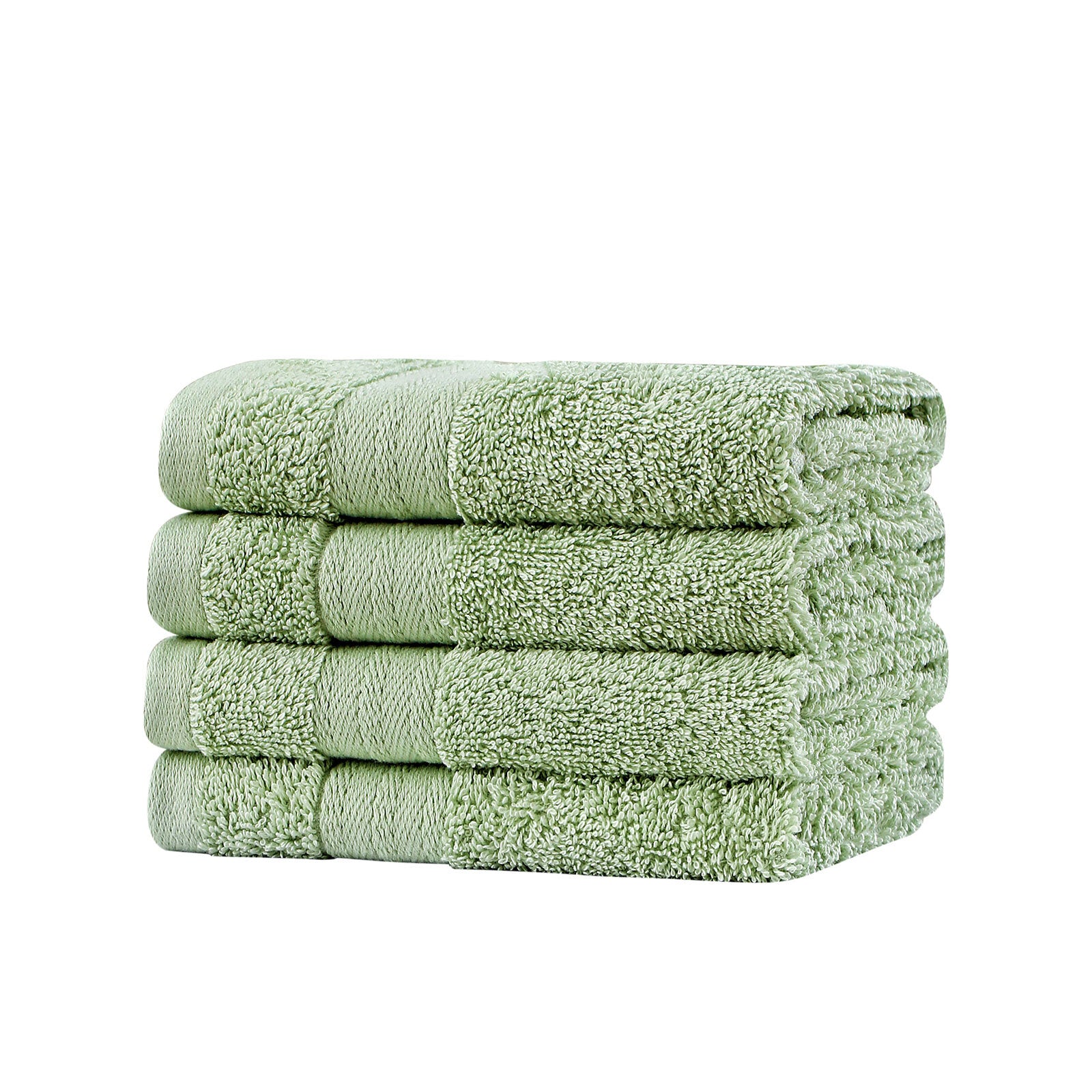 Sage Green 4-Piece Bath Towel Set, Highly Absorbent, Cotton