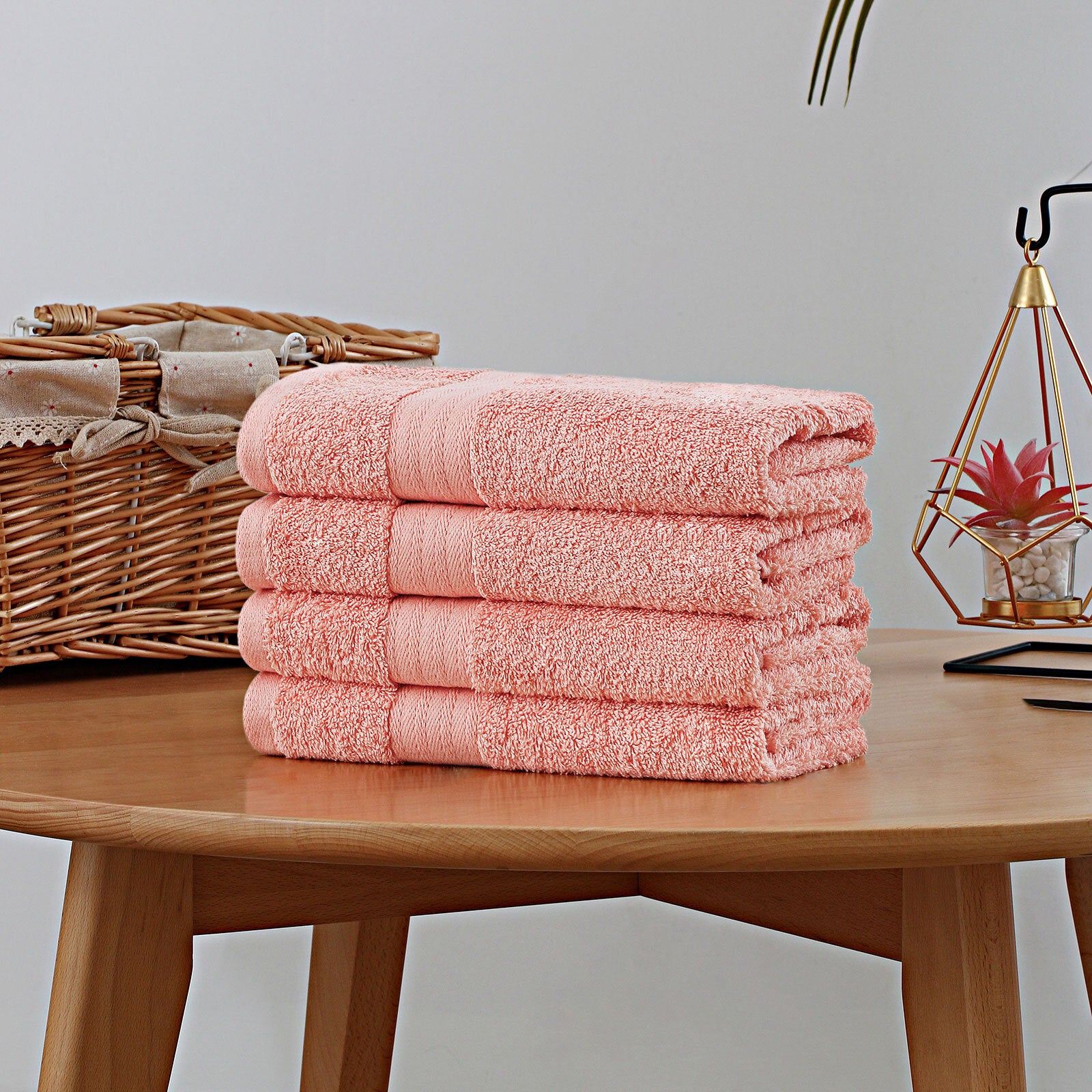 550GSM Absorbent Cotton Hand Towels Set of 4 - Coral Linenland