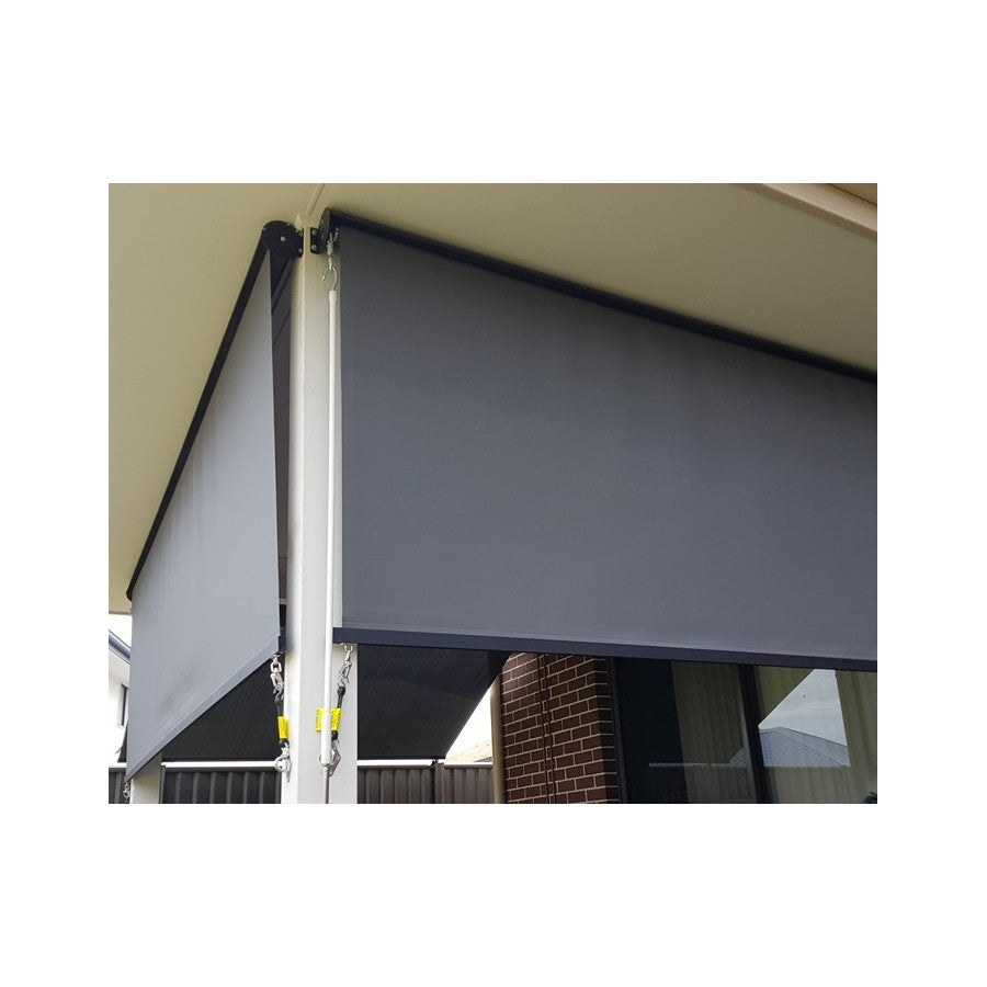 Sun-Blocking Outdoor Roller Blind Awning, Manual Gearbox, Aluminium Hood