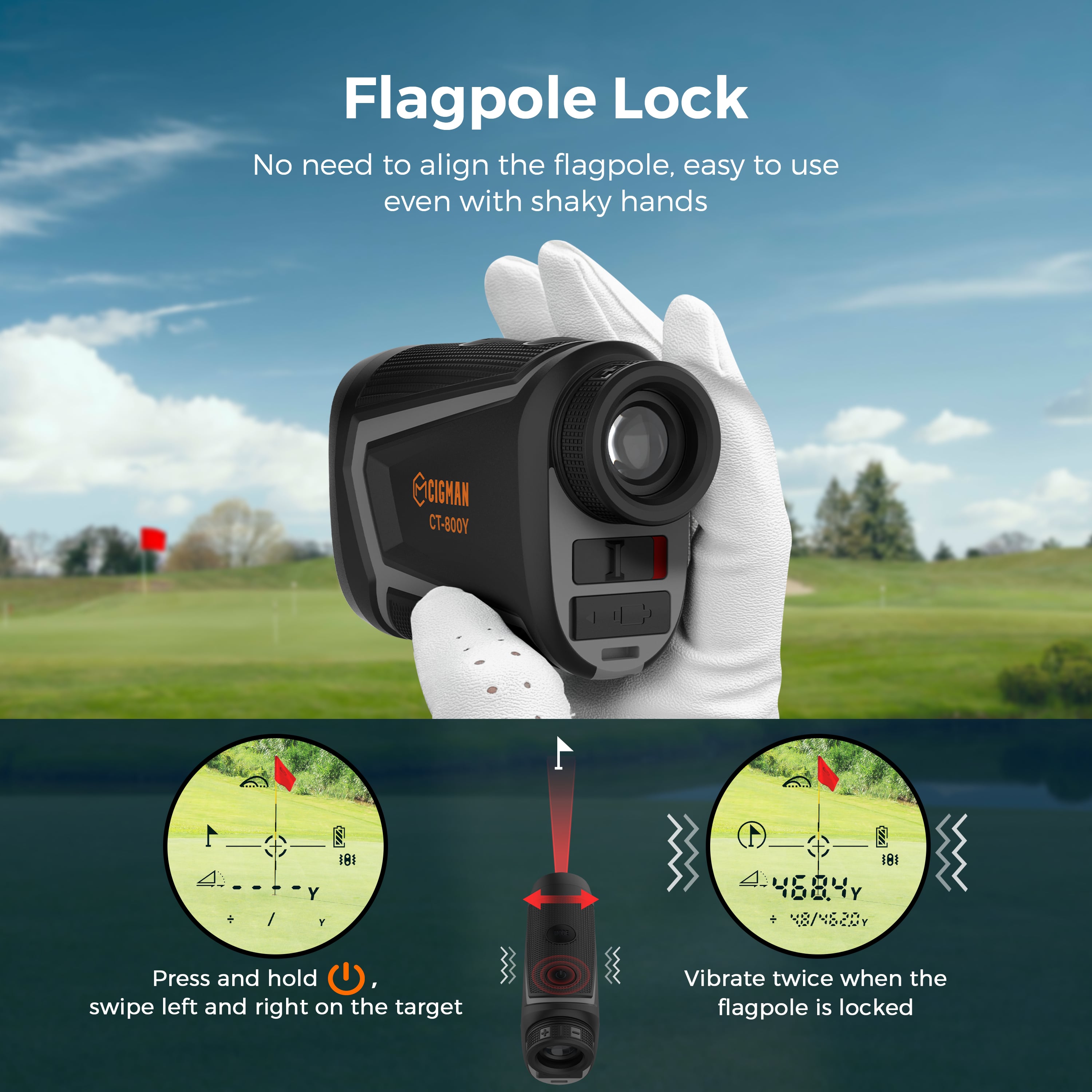 CIGMAN Golf Range Finder 800 Yards Laser Golf Rangefinder with Slope CT-800Y