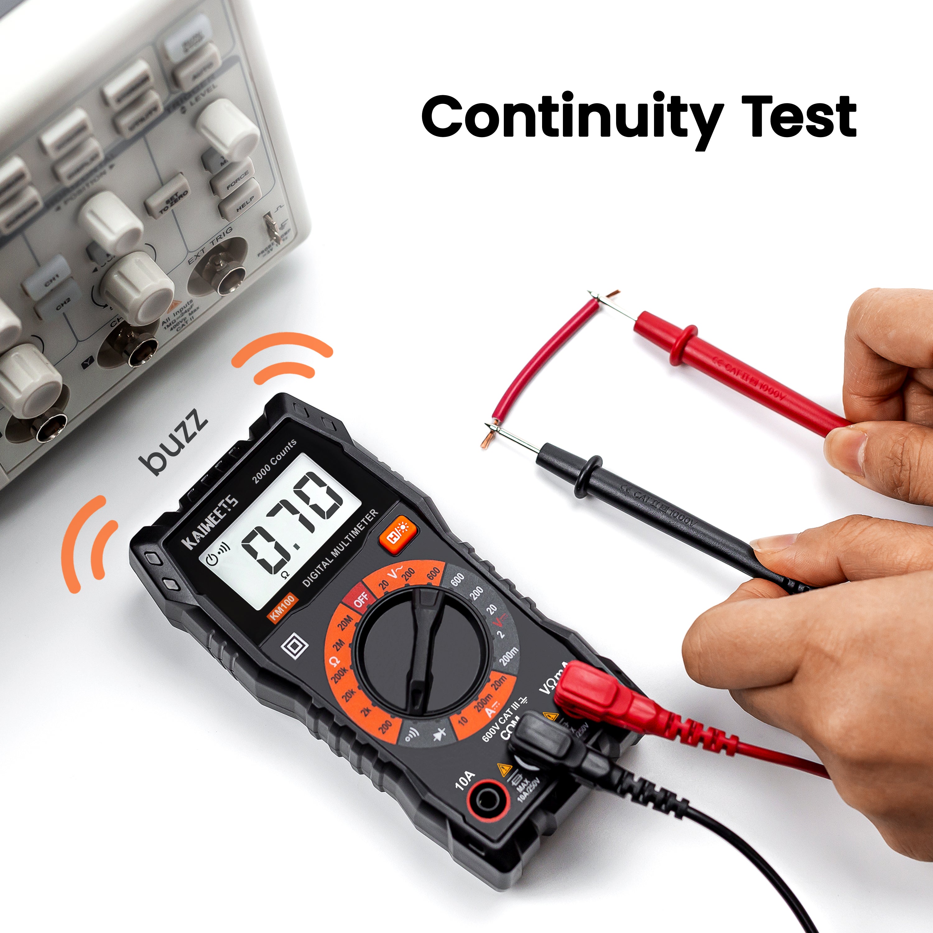 Anti-Burn Digital Multimeter, Case, AC/DC Volt, Ohm - KAIWEETS