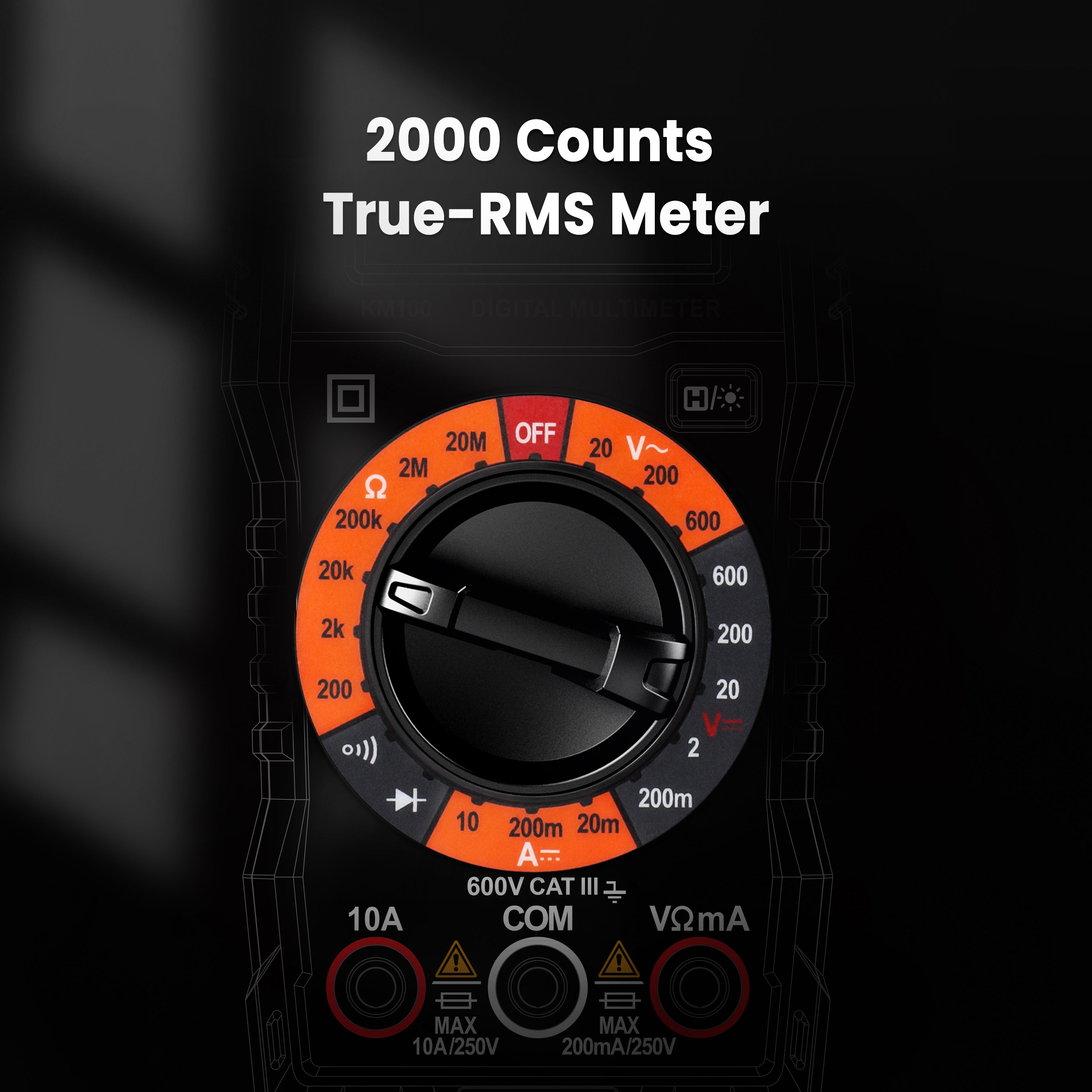 Anti-Burn Digital Multimeter, Case, AC/DC Volt, Ohm - KAIWEETS