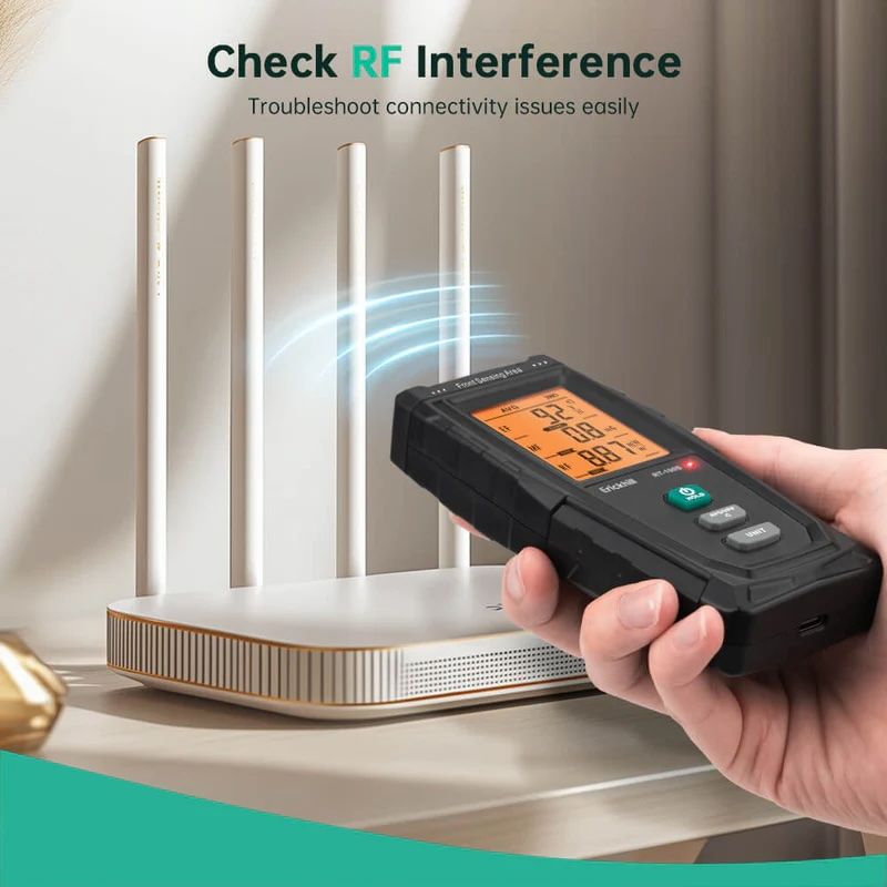 ERICKHILL 3 in 1 EMF Detector, Electromagnetic Field Radiation Detector for EF, RF, MF, WiFi,5G Signal,Triple Alarm Modes, Type-C Charging, EMF Meter for Home, Office, and Paranormal Investigation