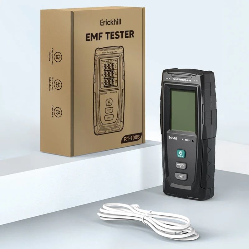 ERICKHILL 3 in 1 EMF Detector, Electromagnetic Field Radiation Detector for EF, RF, MF, WiFi,5G Signal,Triple Alarm Modes, Type-C Charging, EMF Meter for Home, Office, and Paranormal Investigation