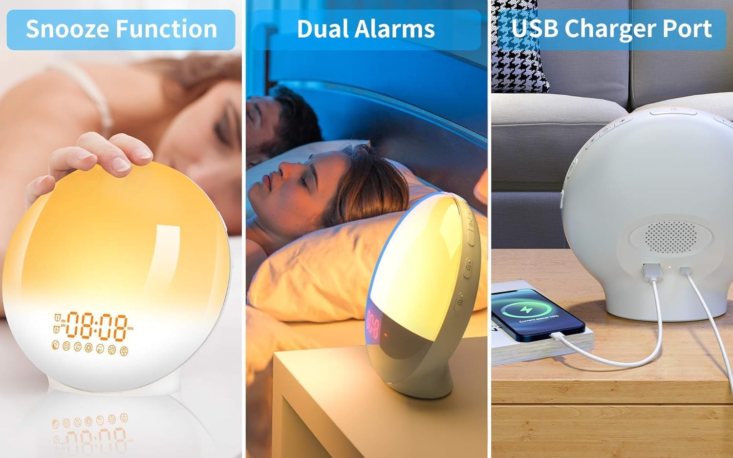 Sunrise Alarm Clock Wake Up Light, Dual Alarms, 20 Brightness Levels