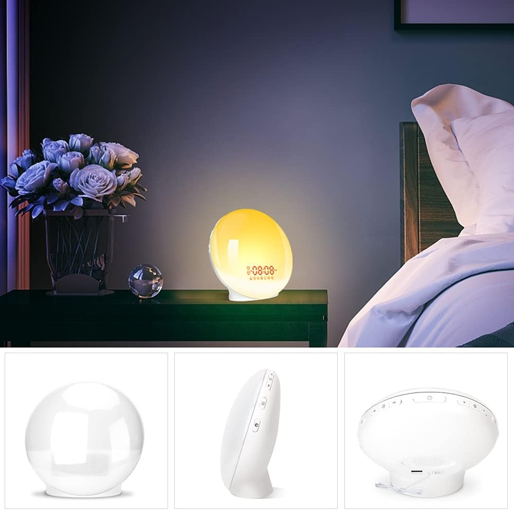 Sunrise Alarm Clock Wake Up Light, Dual Alarms, 20 Brightness Levels