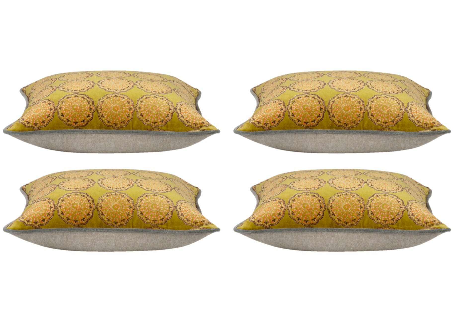 Pack of 4 Duffy Mustard and Grey Square Cushion Covers