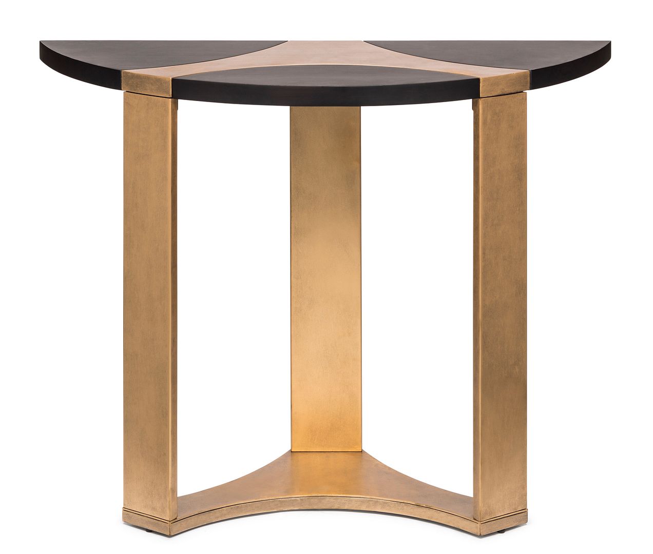 Brass & Black Half Round Wood Console Table - 120cm