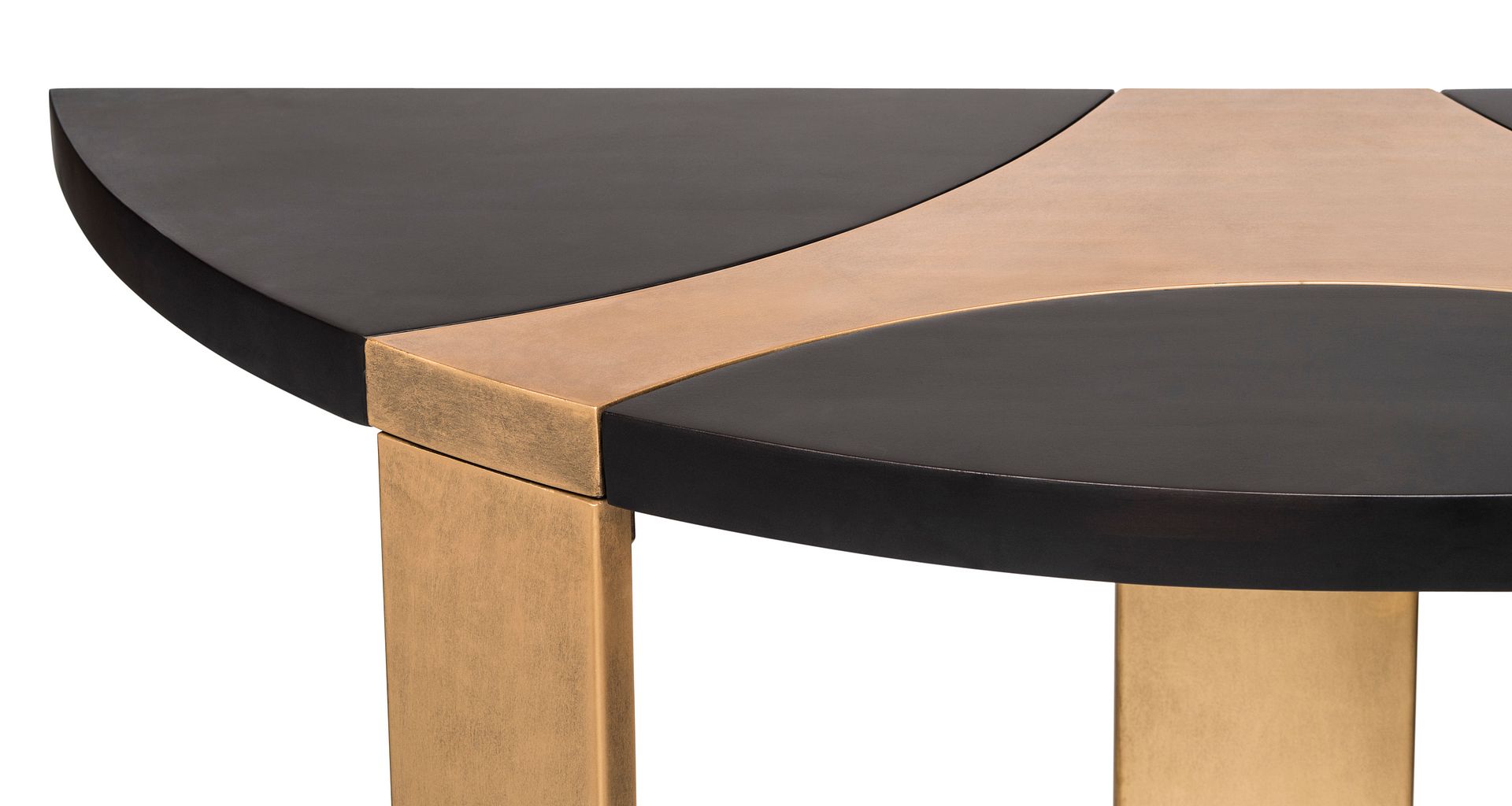 Brass & Black Half Round Wood Console Table - 120cm