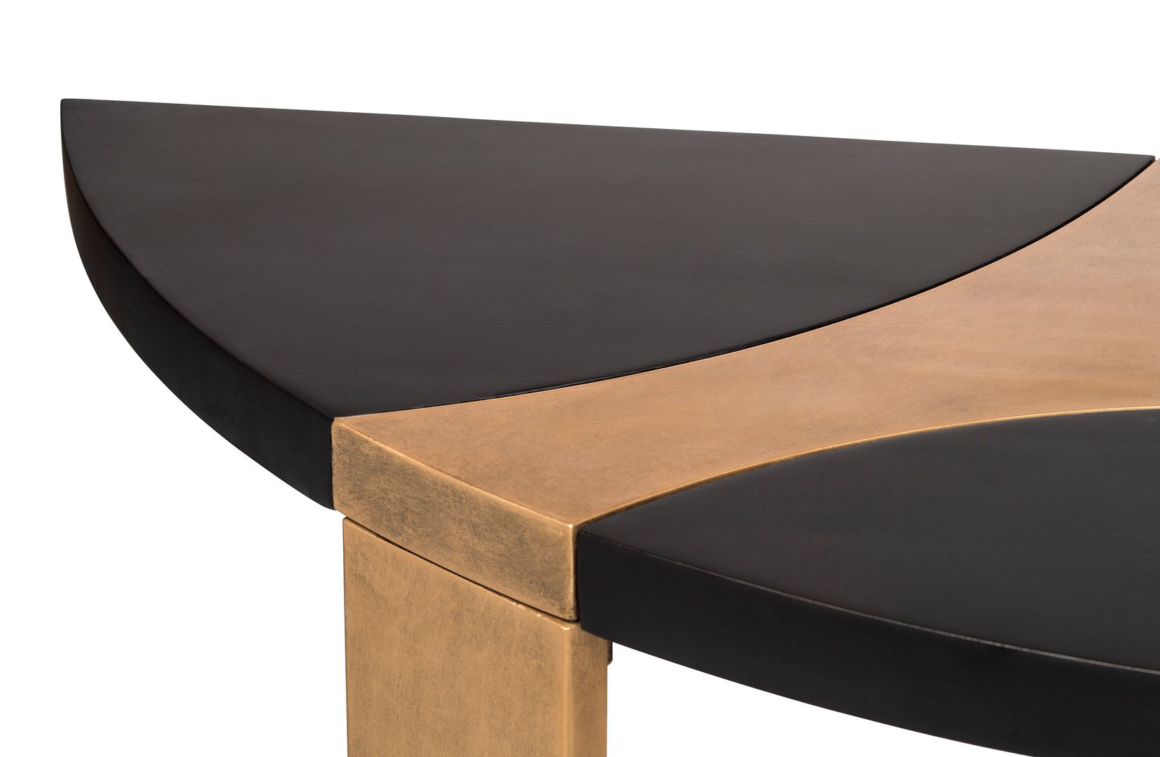 Brass & Black Half Round Wood Console Table - 120cm