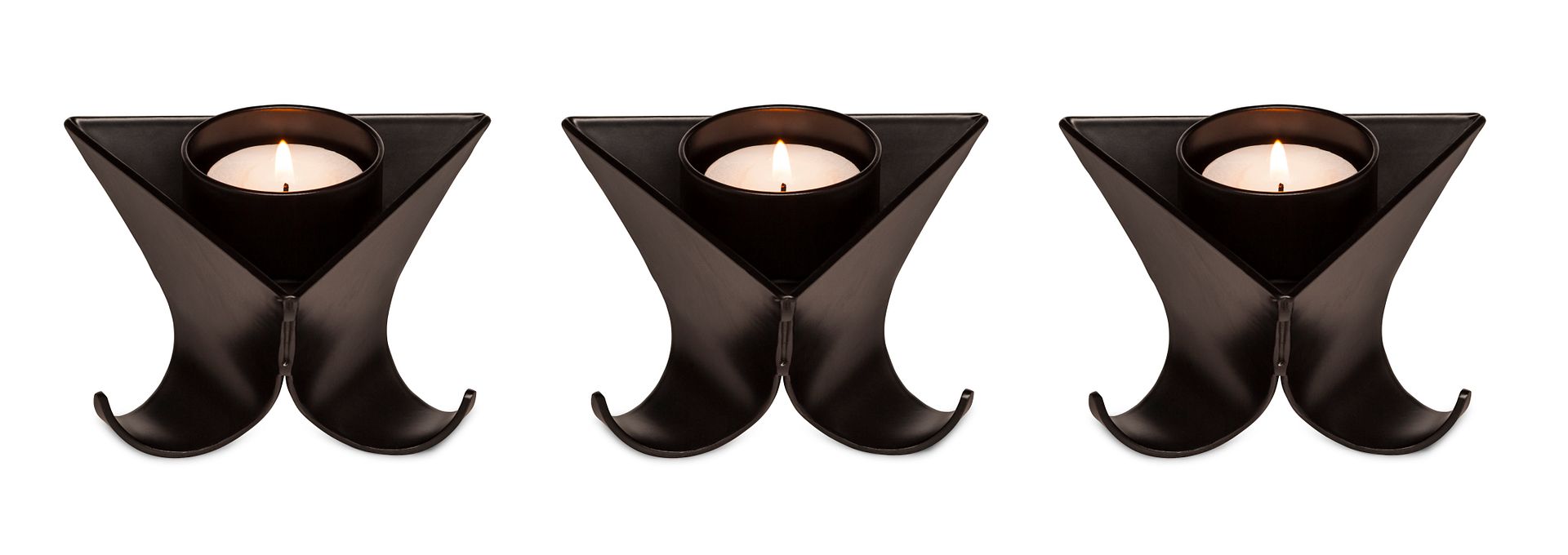 Decorative Black Iron Tea Light Holders Set of 3 (10x10x7cm)