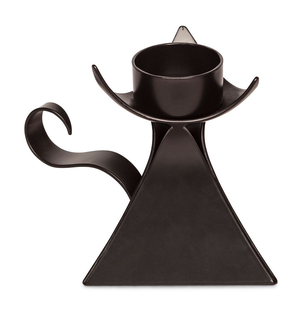 Black Metal Tea Light Candle Holder with Handle - Iron