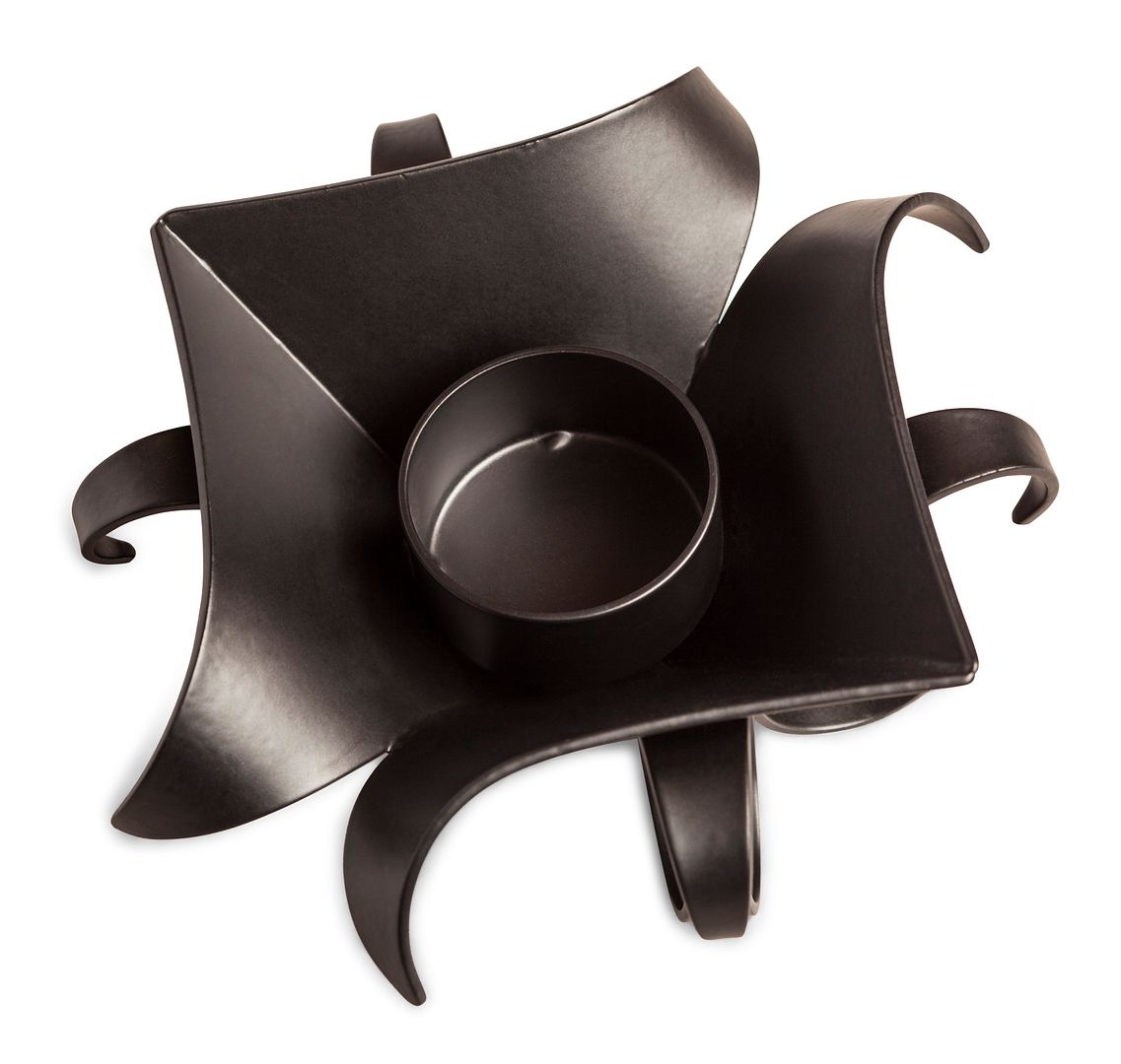 Black Metal Lotus Tea Light Holders Set of 2 Iron