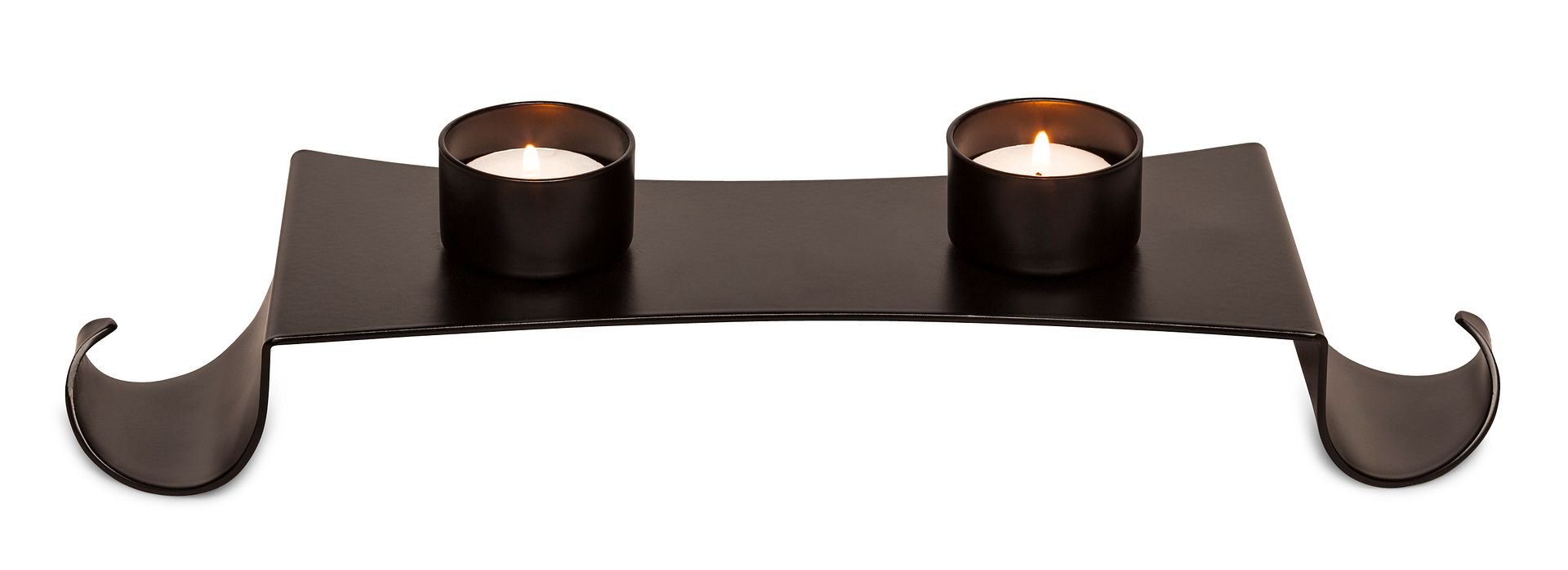 Sleek Black Metal Tea Light Candle Holder Stand, Iron