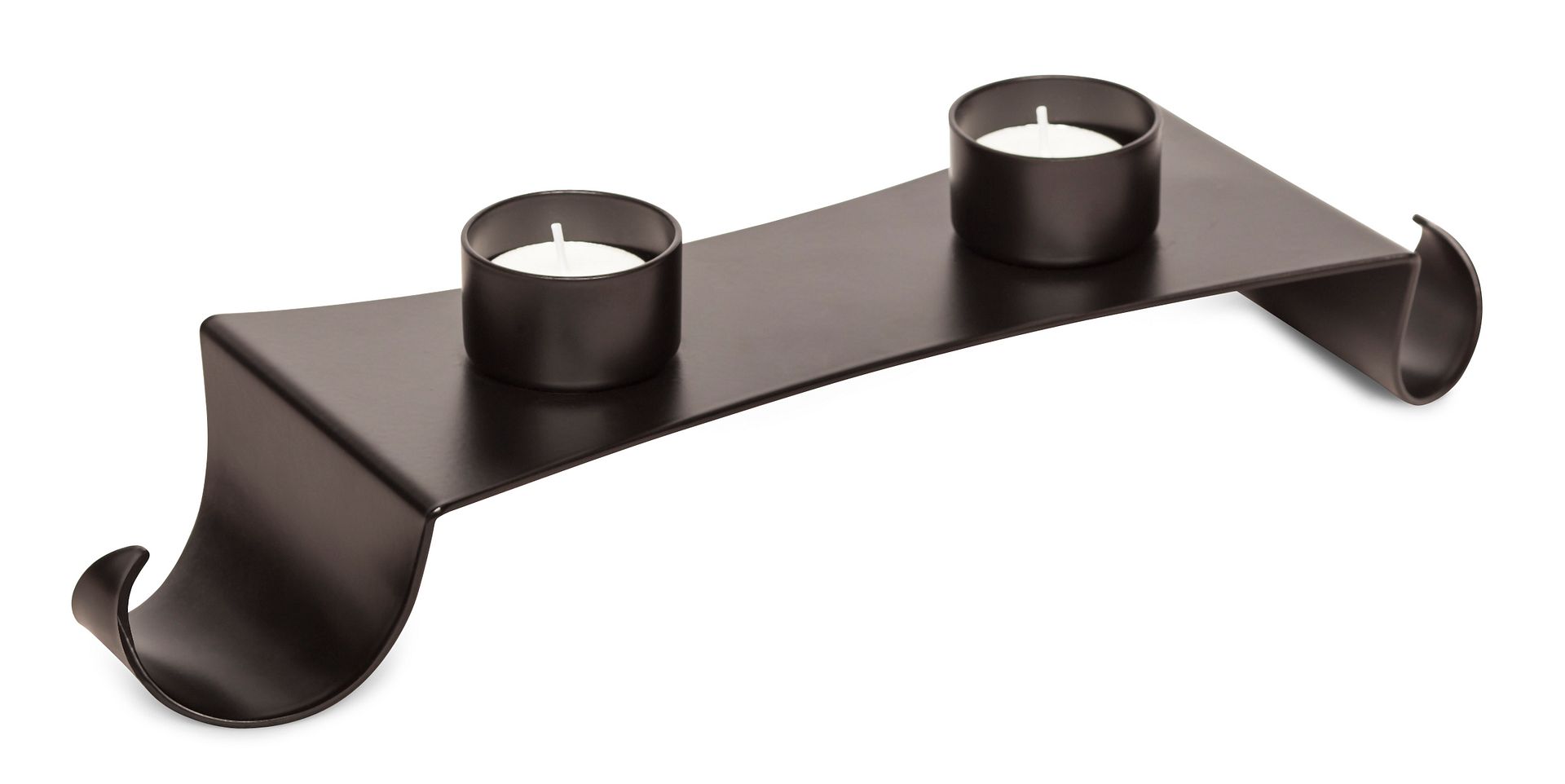 Sleek Black Metal Tea Light Candle Holder Stand, Iron