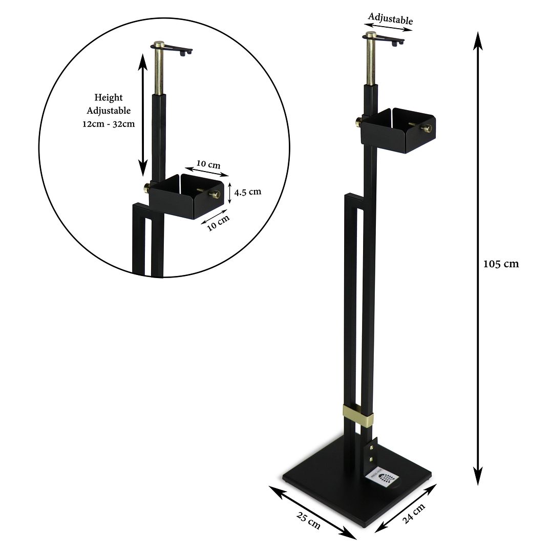 Adjustable Gold Black Touch-Free Sanitiser Dispenser Stand