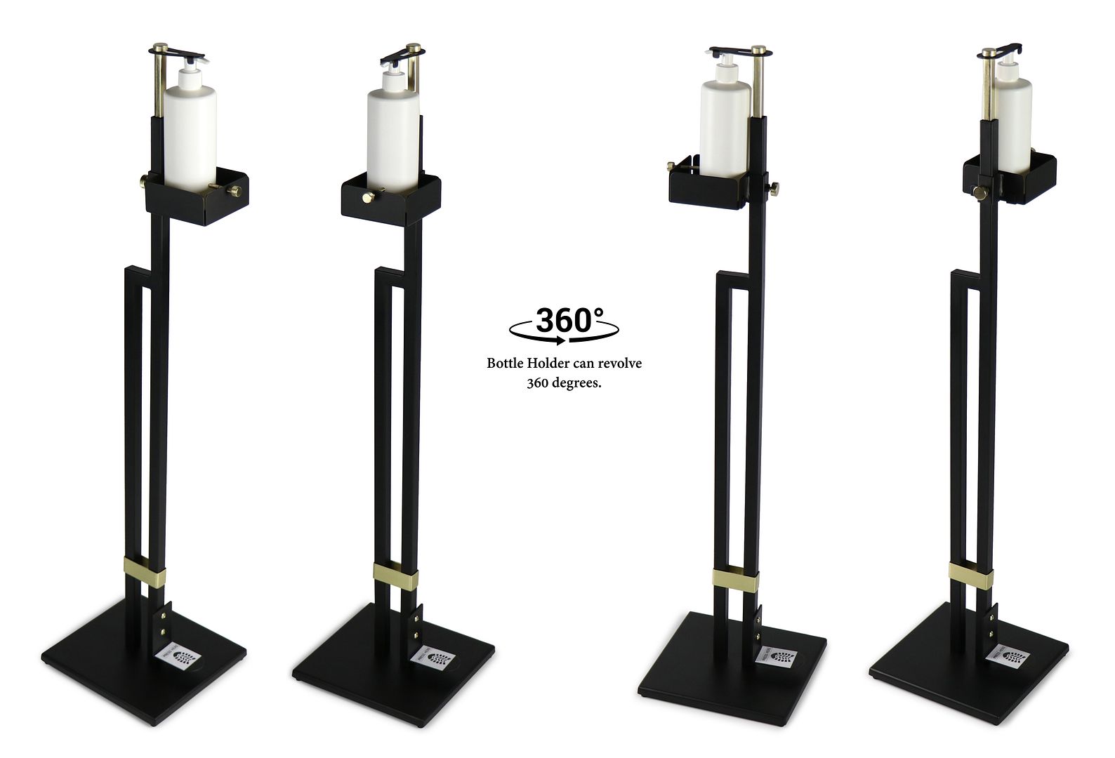 Adjustable Gold Black Touch-Free Sanitiser Dispenser Stand