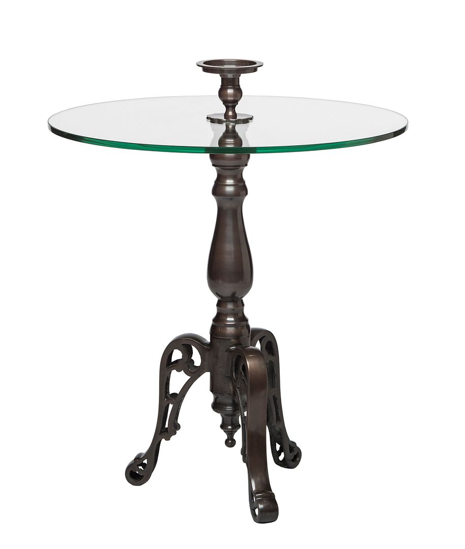 Tempered Glass Iron Coffee Table with Detachable Candle Holder