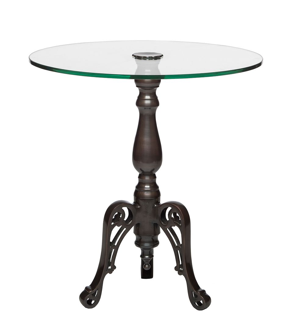 Tempered Glass Iron Coffee Table with Detachable Candle Holder