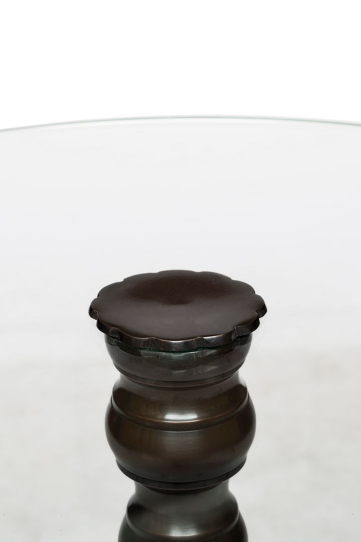 Tempered Glass Iron Coffee Table with Detachable Candle Holder