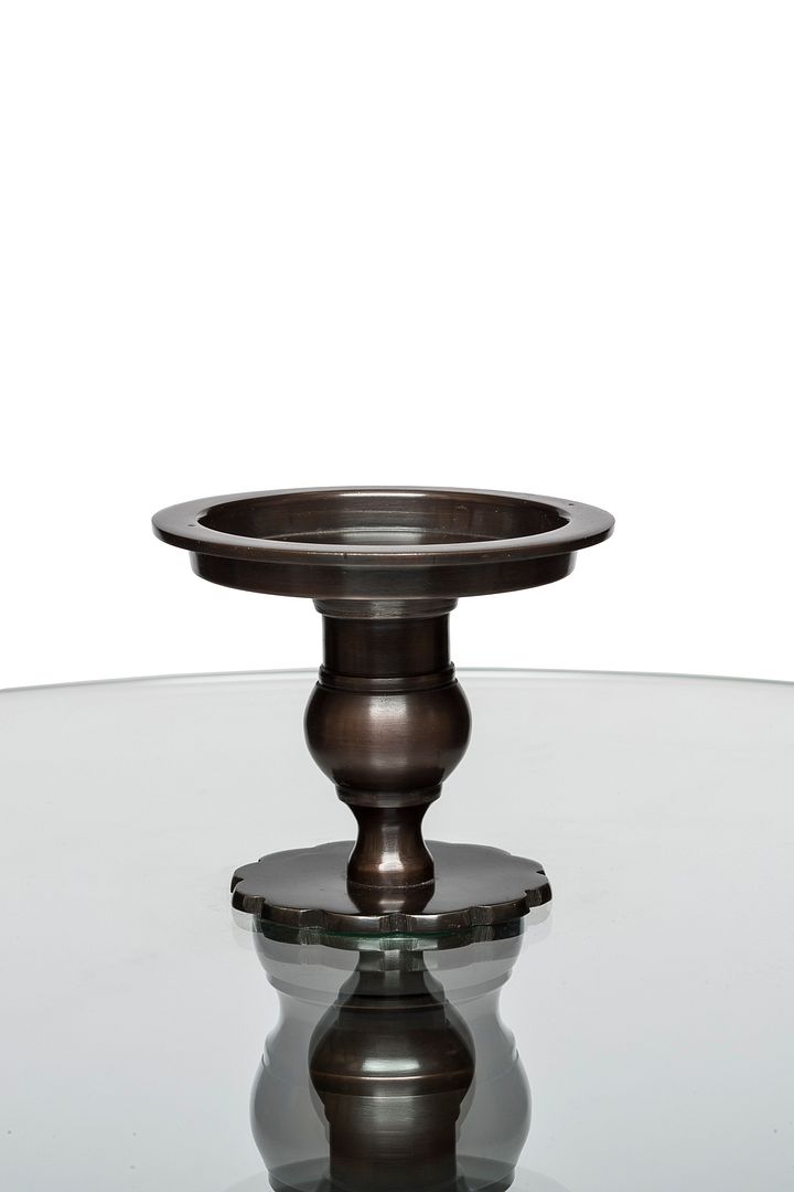 Tempered Glass Iron Coffee Table with Detachable Candle Holder