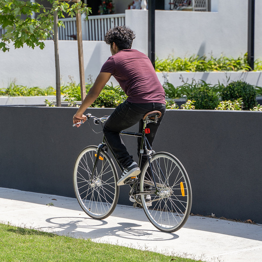 56cm Pearl Black Steel Fixie with Caliper Brakes