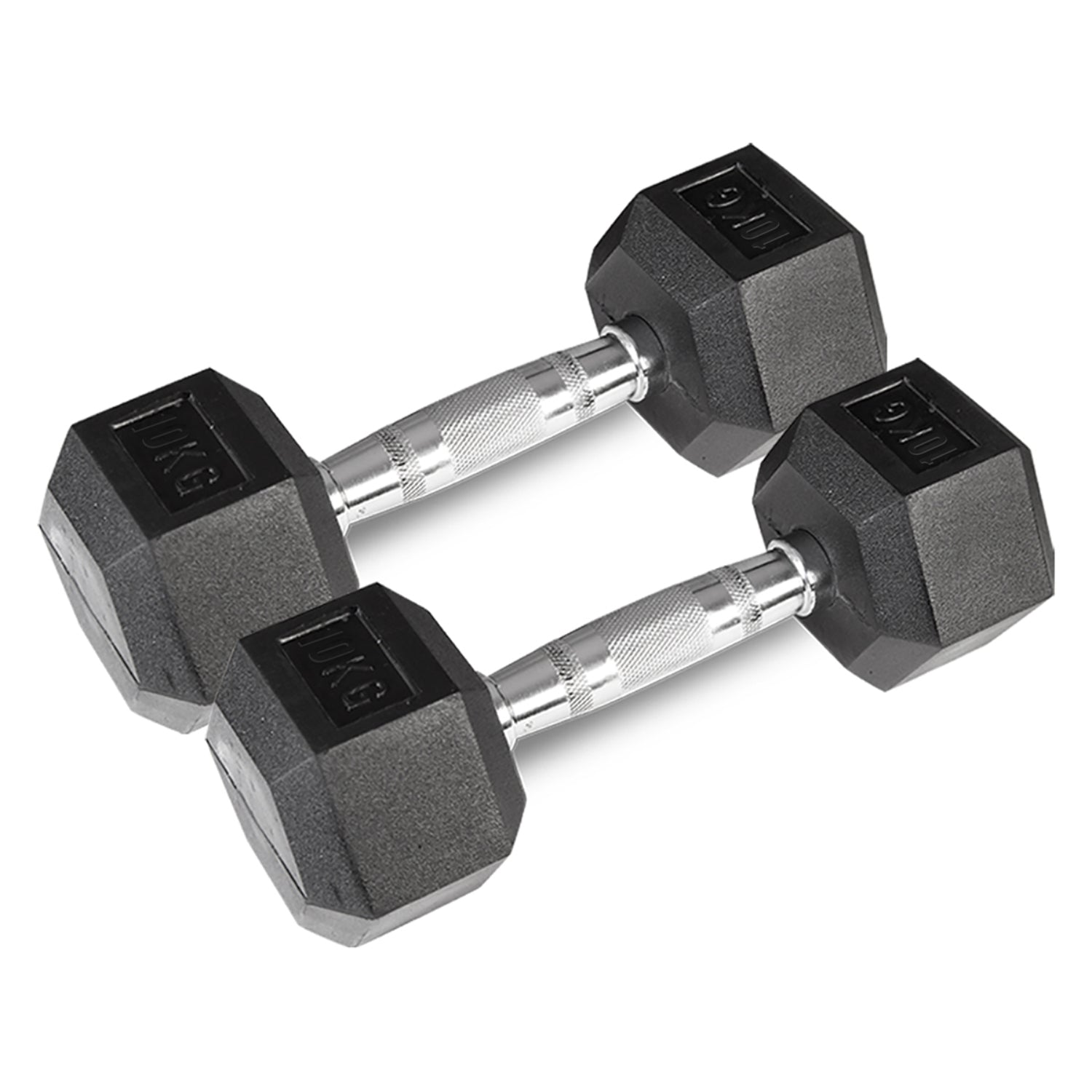 Rubber-Coated 110kg Hex Dumbbell Set, Contoured Handle