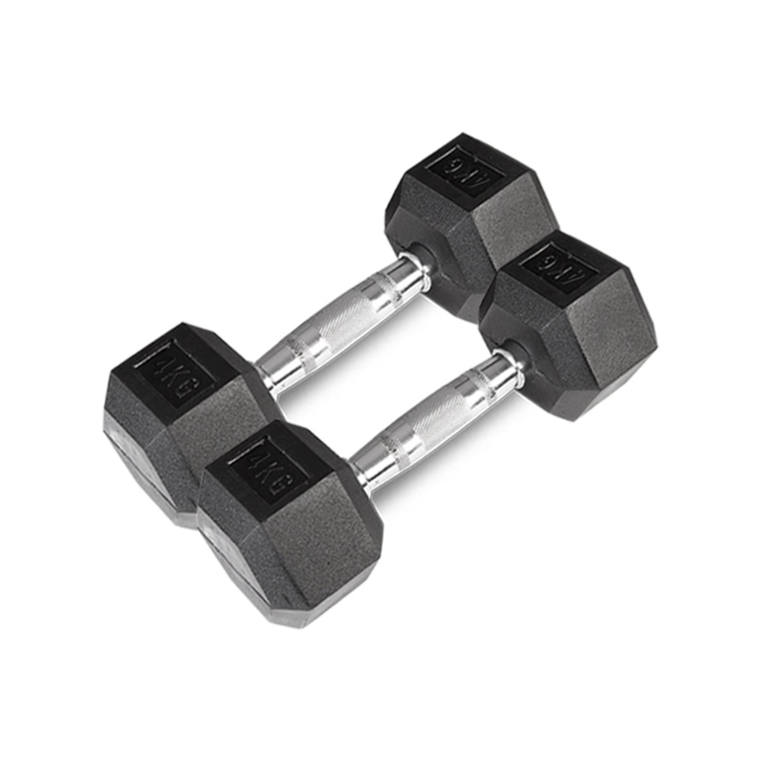 Rubber Coated Hex Dumbbell Set 56kg - Contoured Handle