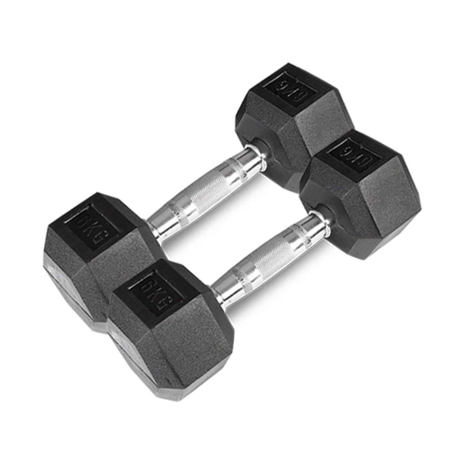 Rubber Coated Hex Dumbbell Set 56kg - Contoured Handle