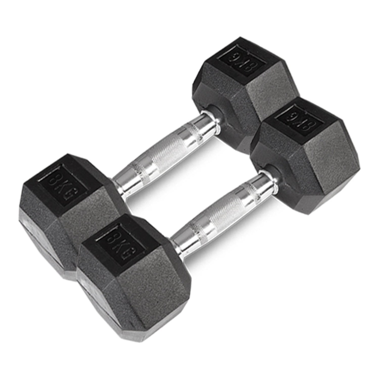 Rubber Coated Hex Dumbbell Set 56kg - Contoured Handle