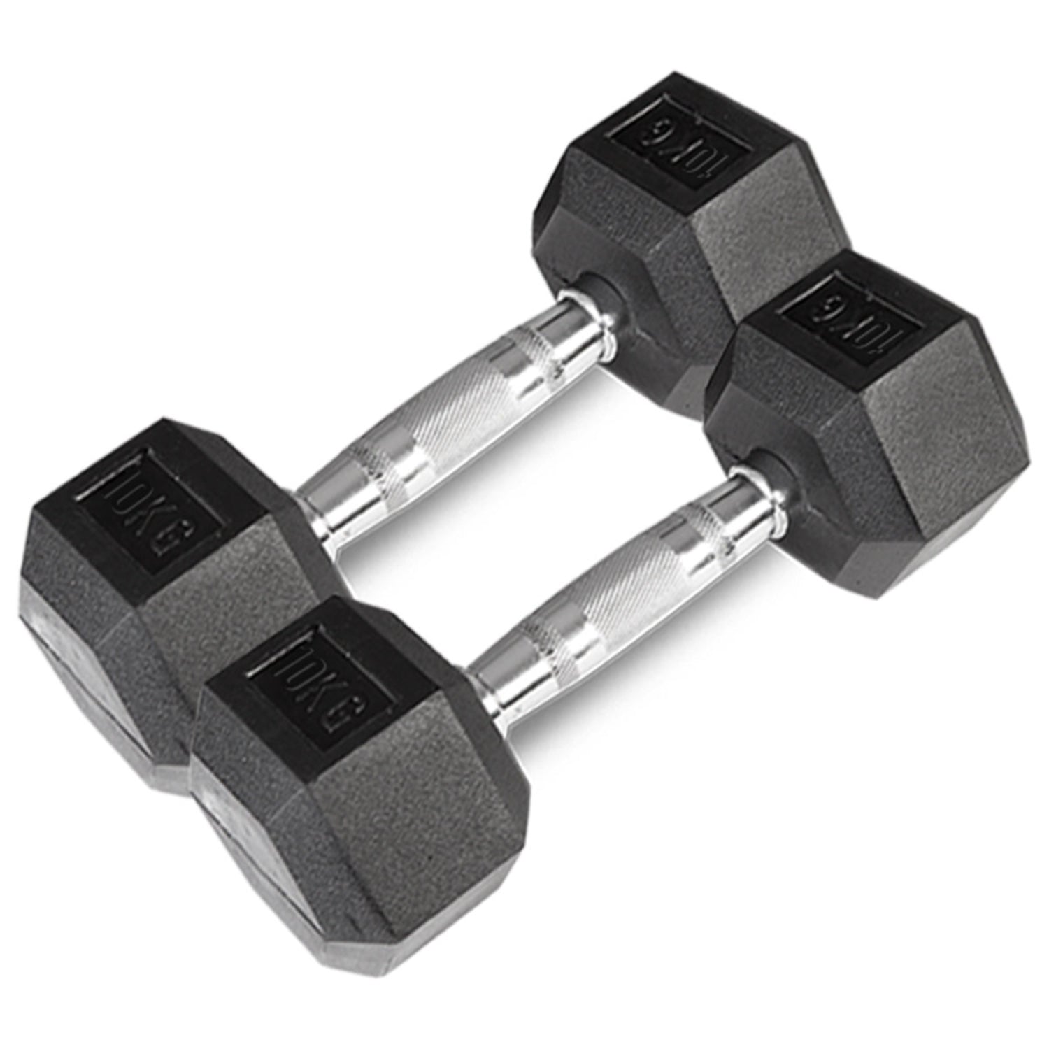 Rubber Coated Hex Dumbbell Set 56kg - Contoured Handle